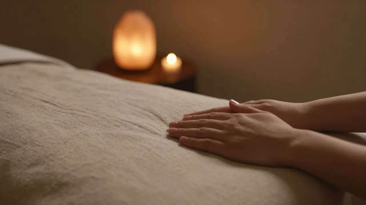 Klidná atmosféra terapeutického prostoru s teplým osvětlením