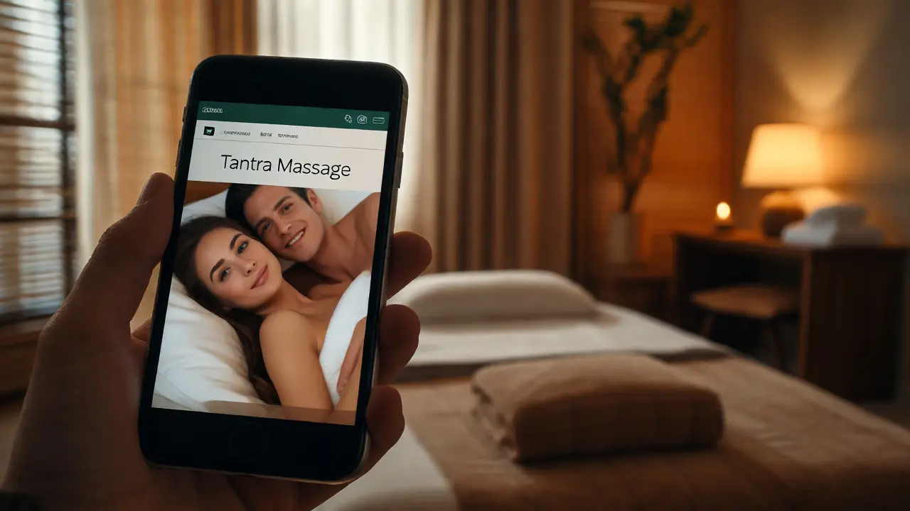 Detail mobilu s klamavou reklamou oproti reálnému prostředí studia.