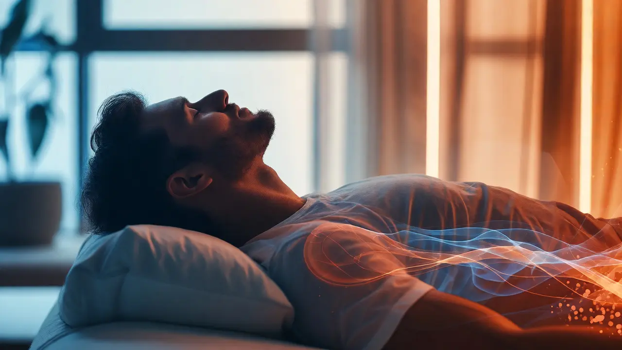 Muž v hluboké relaxaci po masáži